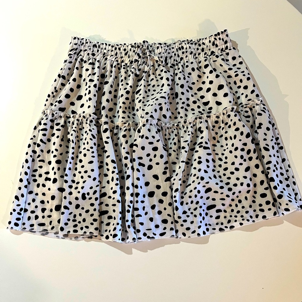 Dalmatian Print Ruffle Skirt with Elastic Waistline 2XL